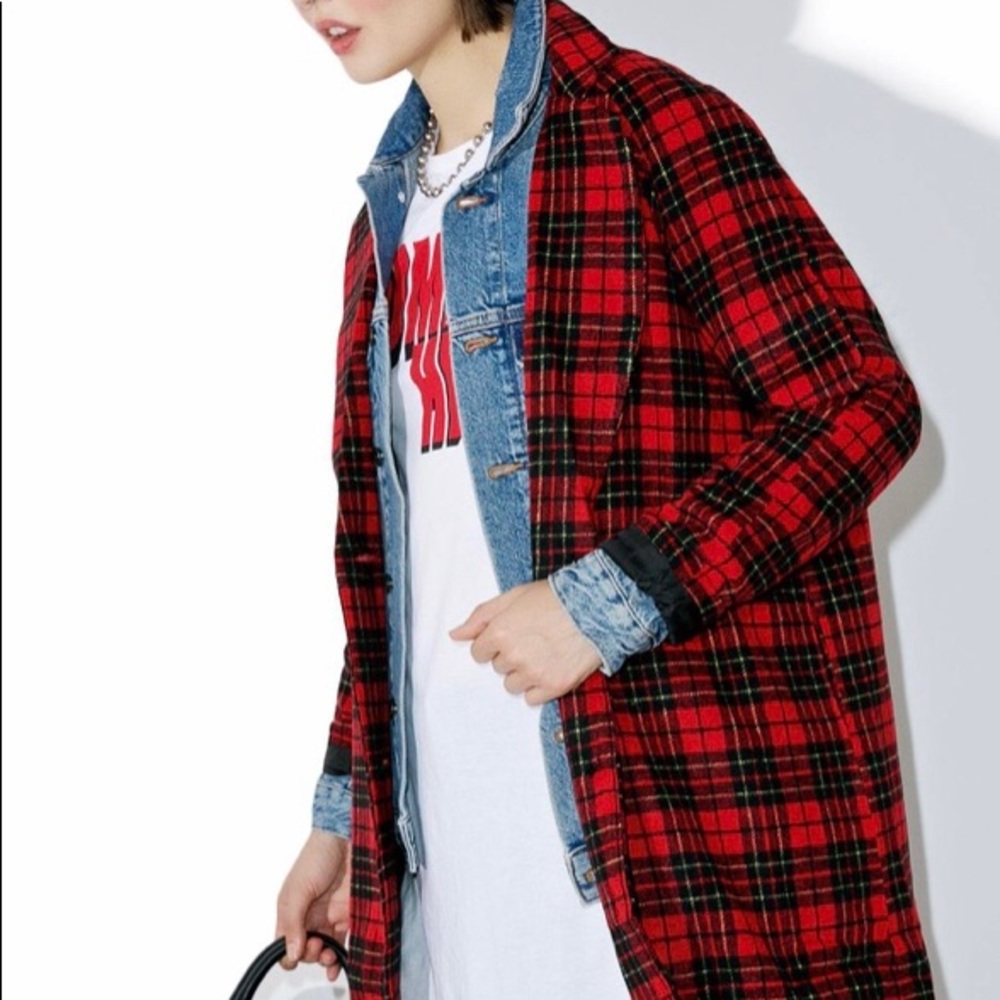 SOLD! Motel Ernest Coat Black Red Plaid Size M